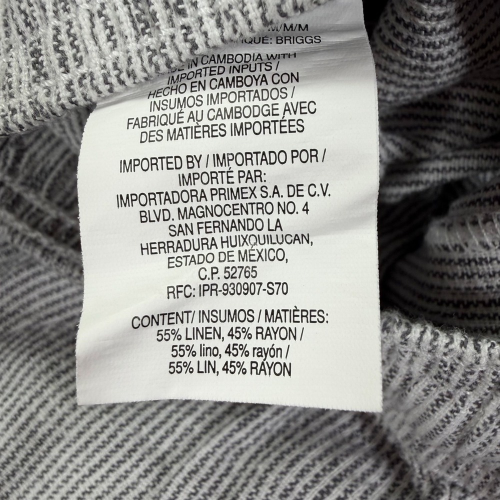 Briggs Womens Pants Wide Leg Blue White Striped Linen Blend Drawstring Size M - Picture 7 of 9